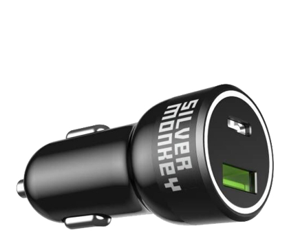 Ładowarka i akumulator SILVER MONKEY samochodowa 1xUSB C, 1xUSB 45W